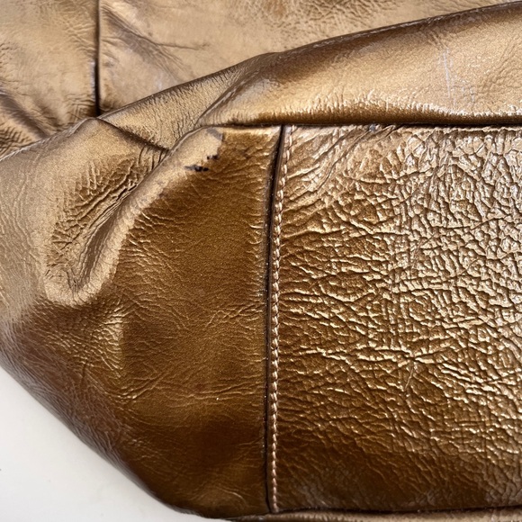 Furla Metallic Bronze Brown Leather Hobo Shoulder Bag - Picture 8 of 13